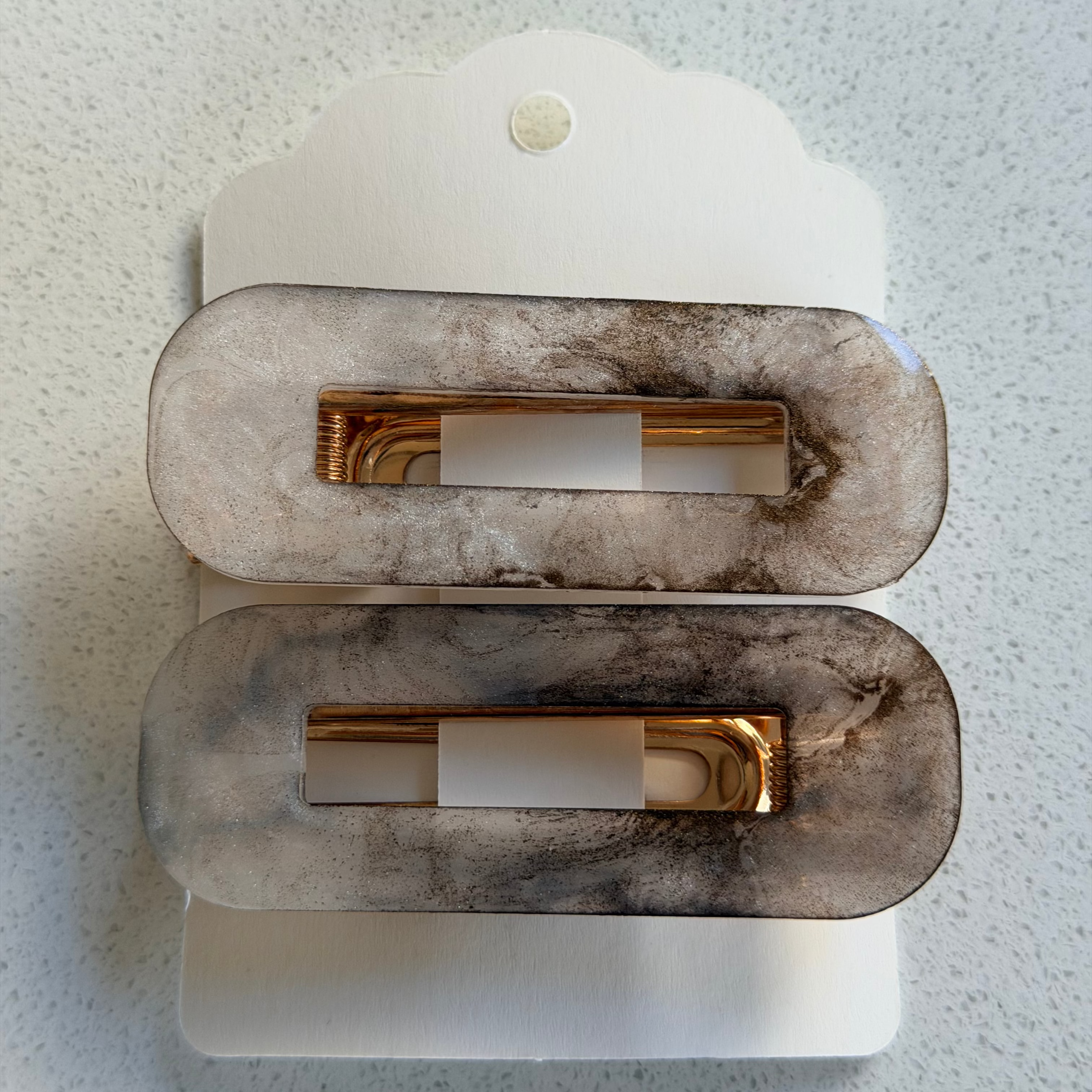 Hair Clips- White & coffee colour- 2 Pieces set