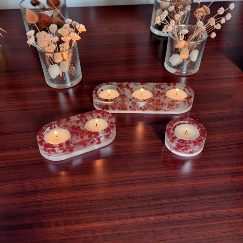 Candle Holder- One Grid- Preserved Gypshophila