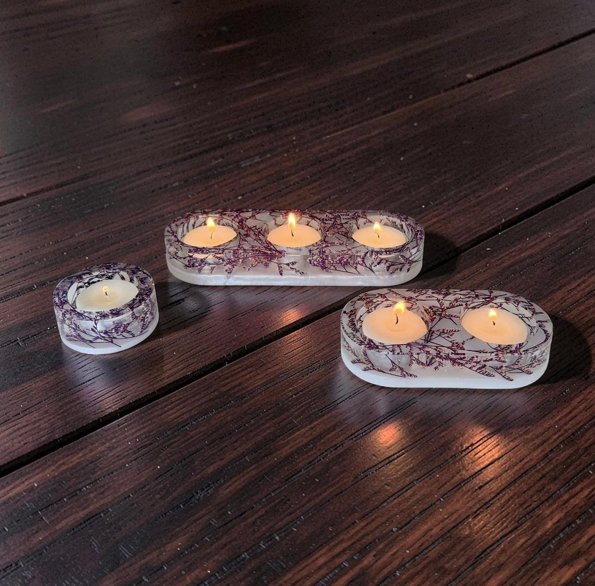 Candle Holder- Two Grids- Preserved Misty