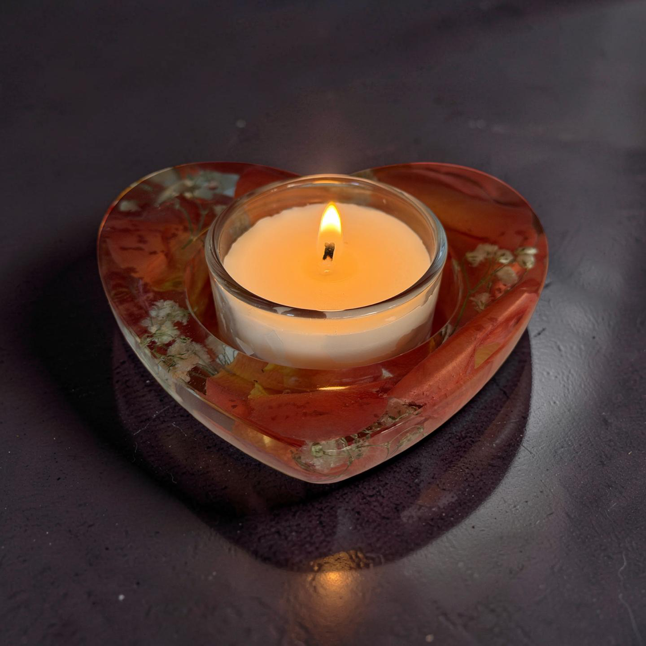 Candle Holder- Heart- Preserved flowers