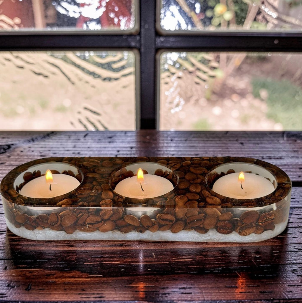 Candle Holder- Three Grids- coffee Beans