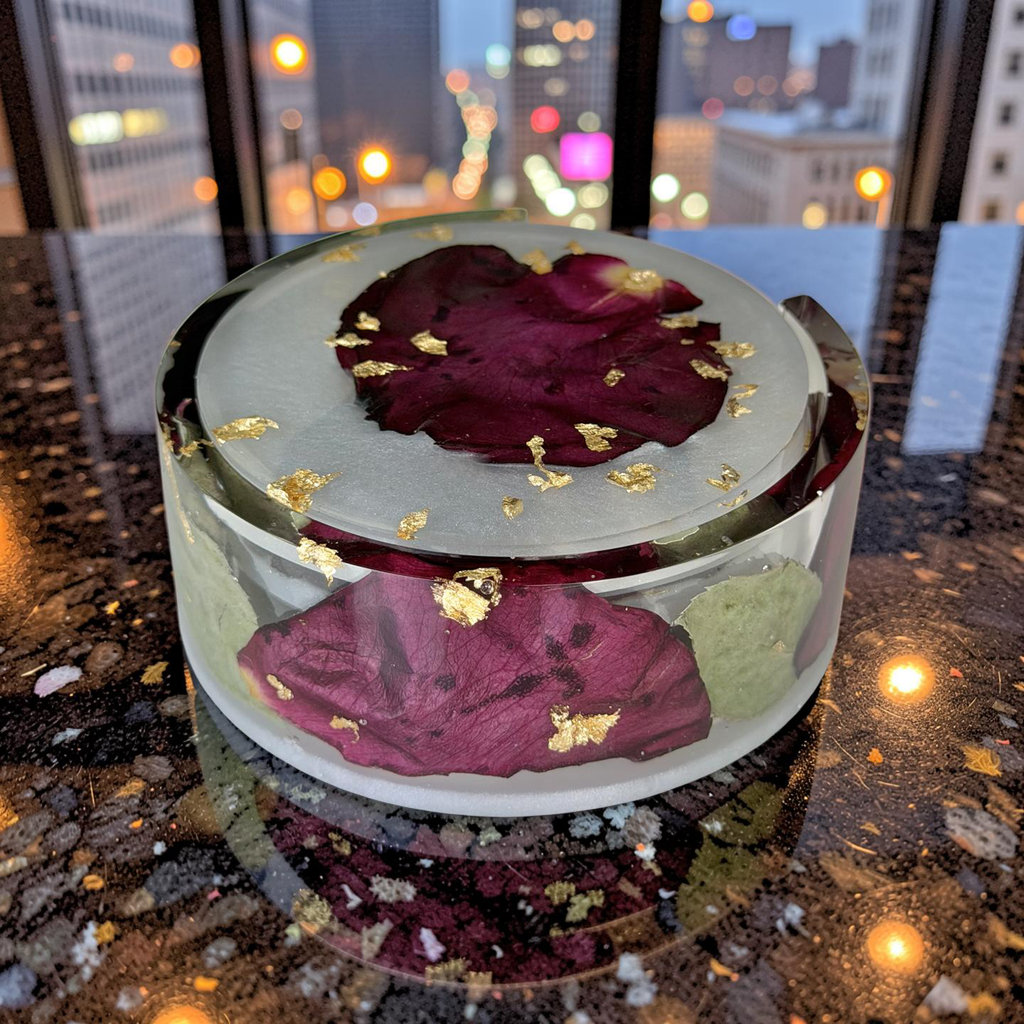 Coaster Set- Round- Preserved Rose petals