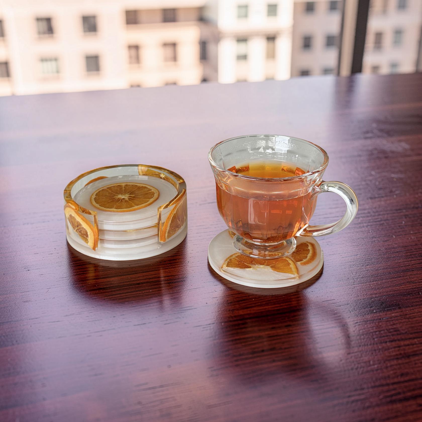 Coaster set- Round- Dried orange slices