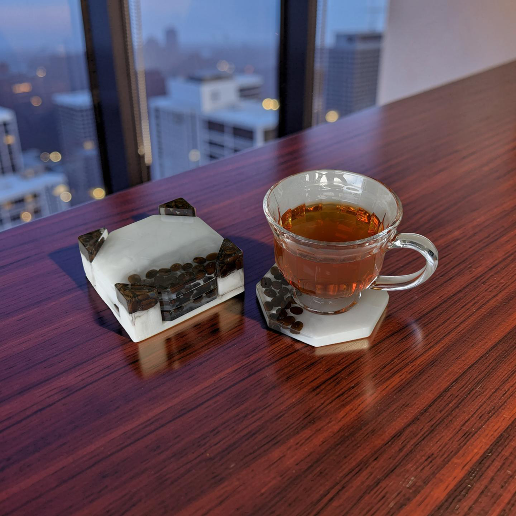 Coaster set- Octagon- Coffee Beans