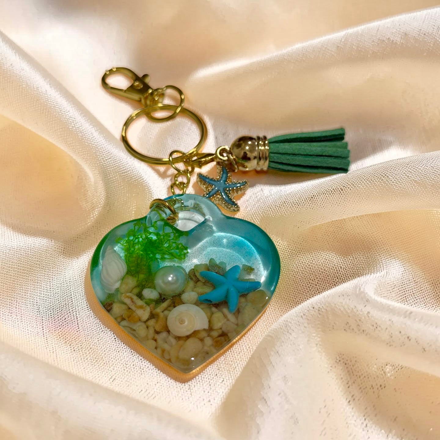 Keychain- Heart- Sea