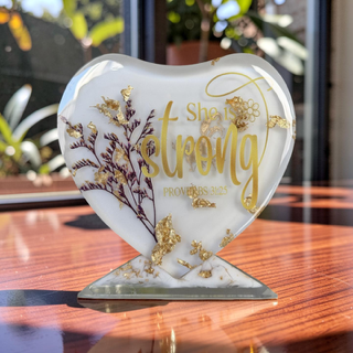 Heart preserved Flowers - She is Strong(Bible verse)